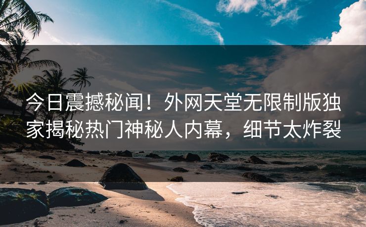 今日震撼秘闻！外网天堂无限制版独家揭秘热门神秘人内幕，细节太炸裂