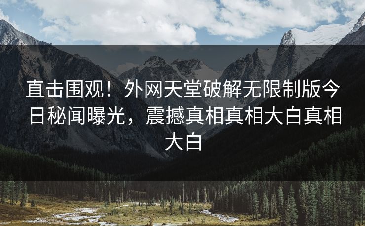 直击围观！外网天堂破解无限制版今日秘闻曝光，震撼真相真相大白真相大白