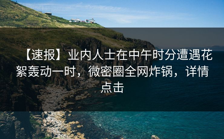 【速报】业内人士在中午时分遭遇花絮轰动一时，微密圈全网炸锅，详情点击
