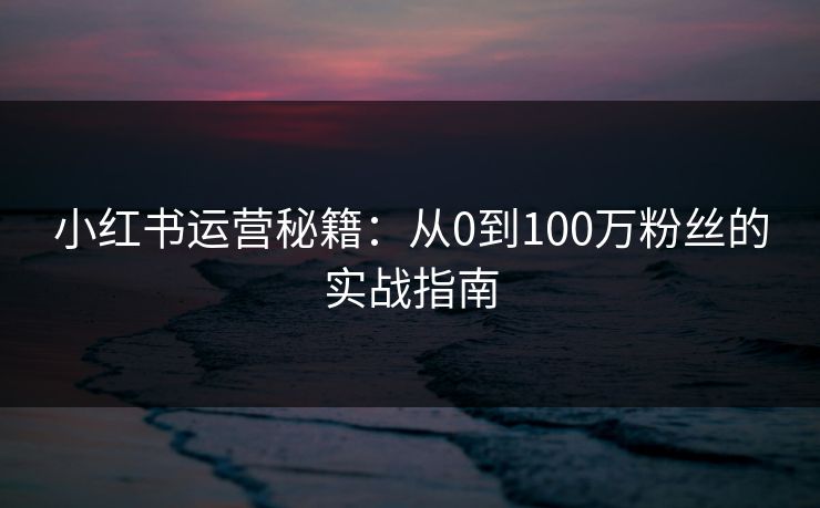 小红书运营秘籍：从0到100万粉丝的实战指南